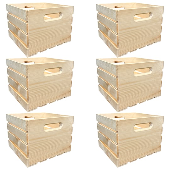 6 Pack: 9.25" x 12.5" x 12.5" Pinewood Crate by Make Market®